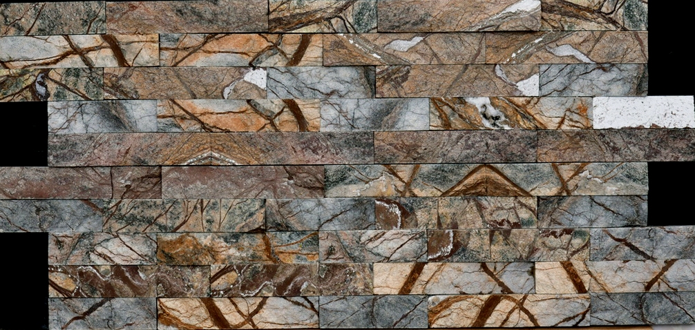 Forest Brown Marble split face cultured stone wall tile for Interior wall stone 